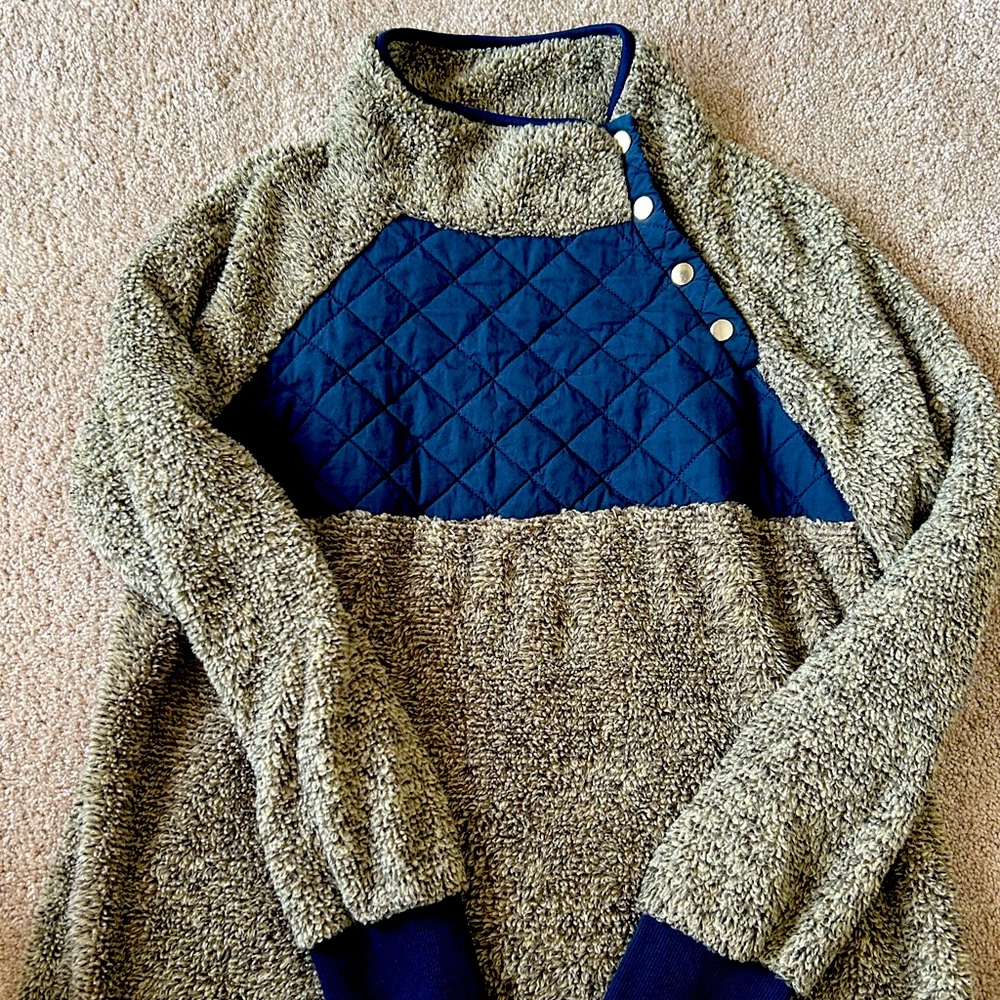 Women’s warm pullover fleece top size large colors forest green and navy blue